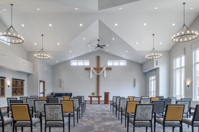 This is a picture of the inside of the new chapel at Harmony Gardens
